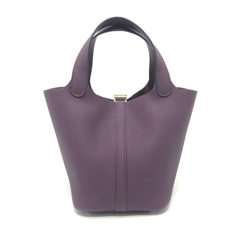 Hermes Handbag Picotin Lock PM Taurillon Clemence Cassis And Gold Hardware — view 2