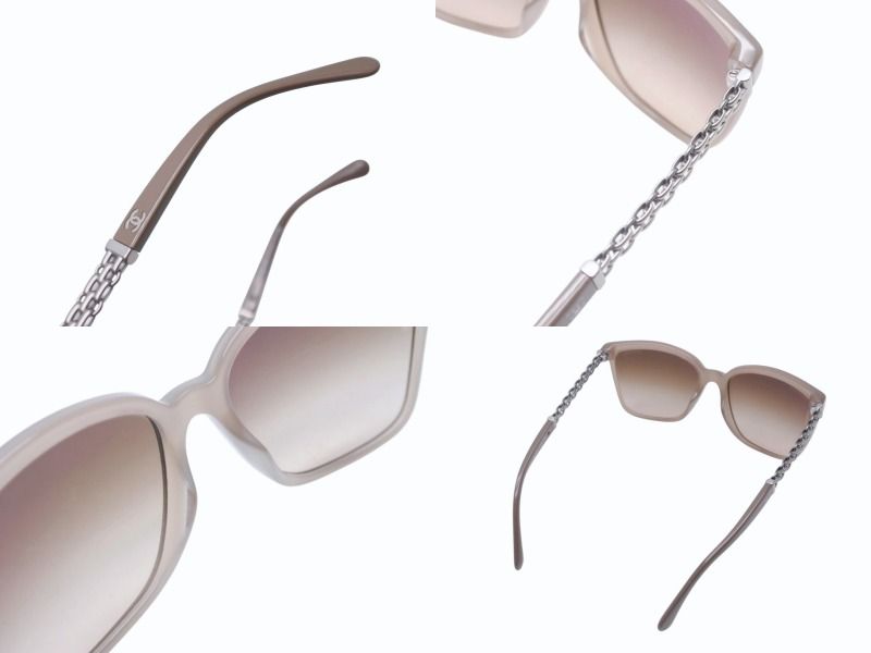 Chanel Sunglasses Chain Temple Acetate Metal Brown Silver Eyewear — view 6