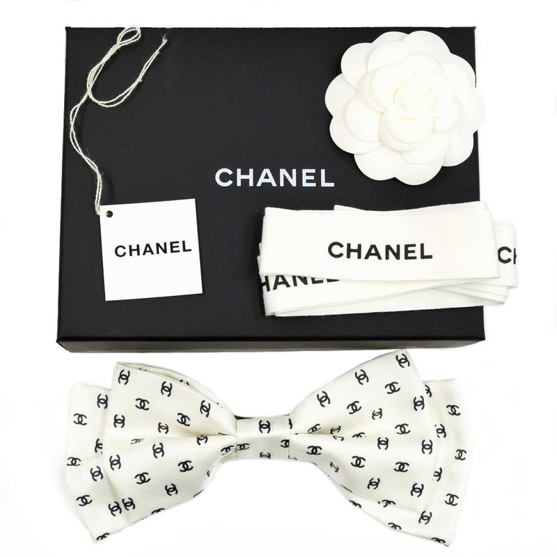 Chanel Barrette Aaa821 Ribbon White Logo COCO Silver Hardware Hair — view 9