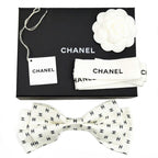 Chanel Barrette Aaa821 Ribbon White Logo COCO Silver Hardware Hair — view 9
