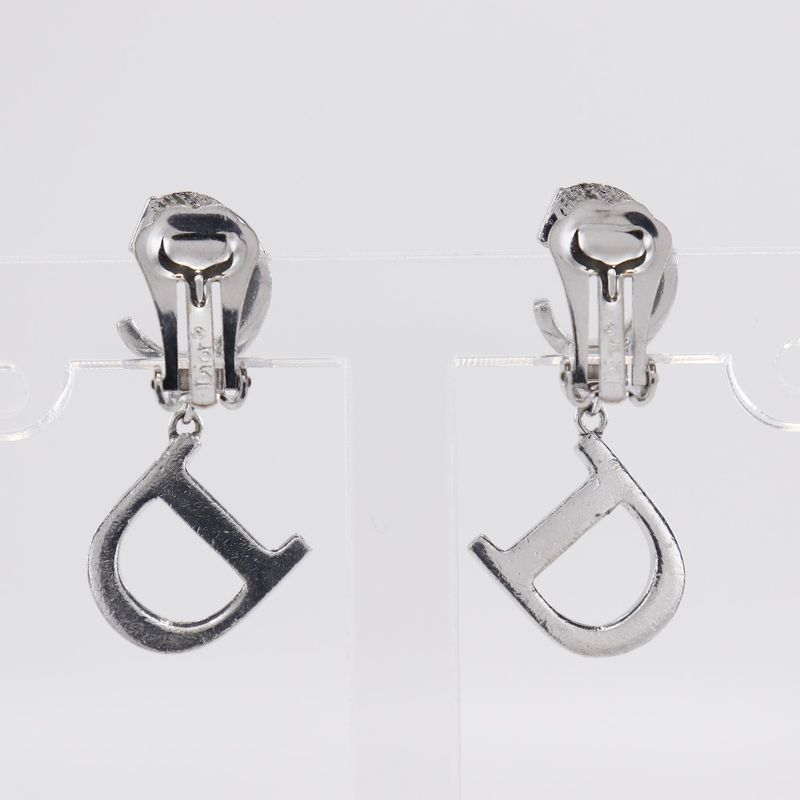 Christian Dior CD Logo Metal Silver 5.5 g Earrings — view 4