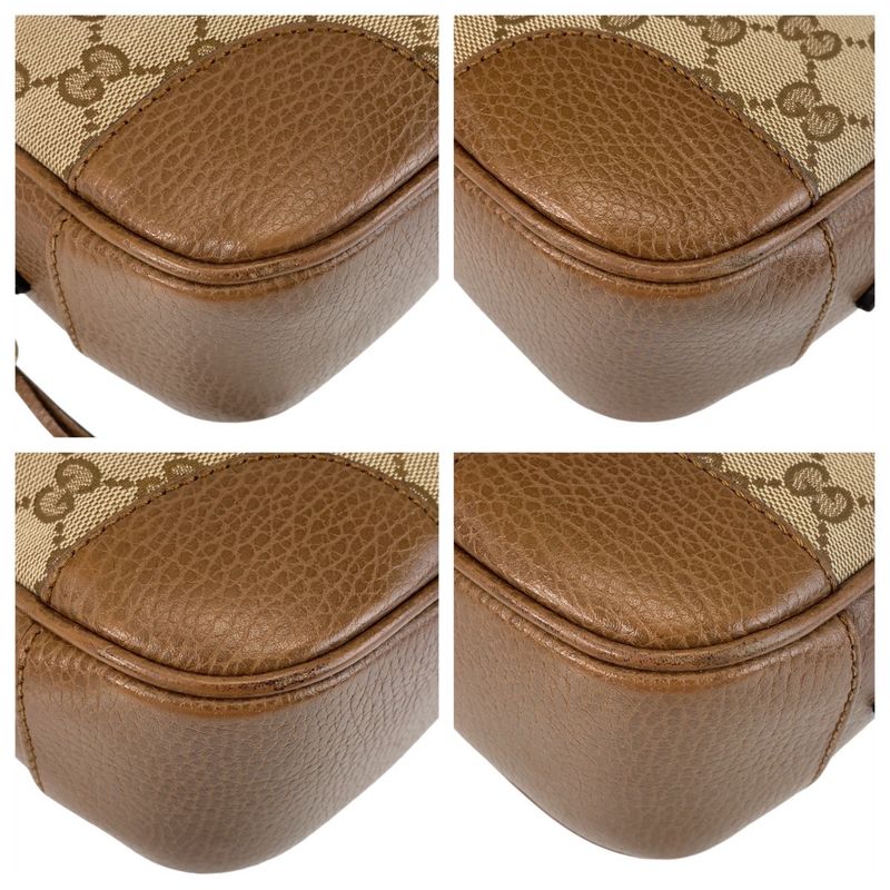 Gucci Brown Gold Hardware GG Canvas Leather Crossbody Bag — view 4