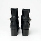 Hermes Frenchie Boots Short Shoes Leather Black Silver Kelly Hardware — view 5