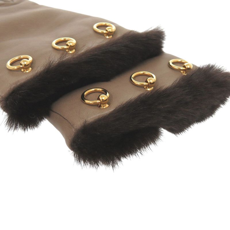Hermes Cashmere Lambskin Size 75 Brown Gloves 1415 — view 4