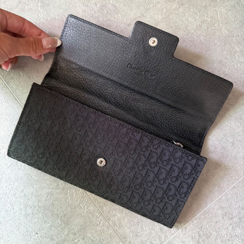 Christian Dior Long Wallet Plate Foldable Black — view 7