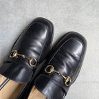 Gucci Horsebit Loafer Square Toe Black Gold Hardware 41 E — view 3
