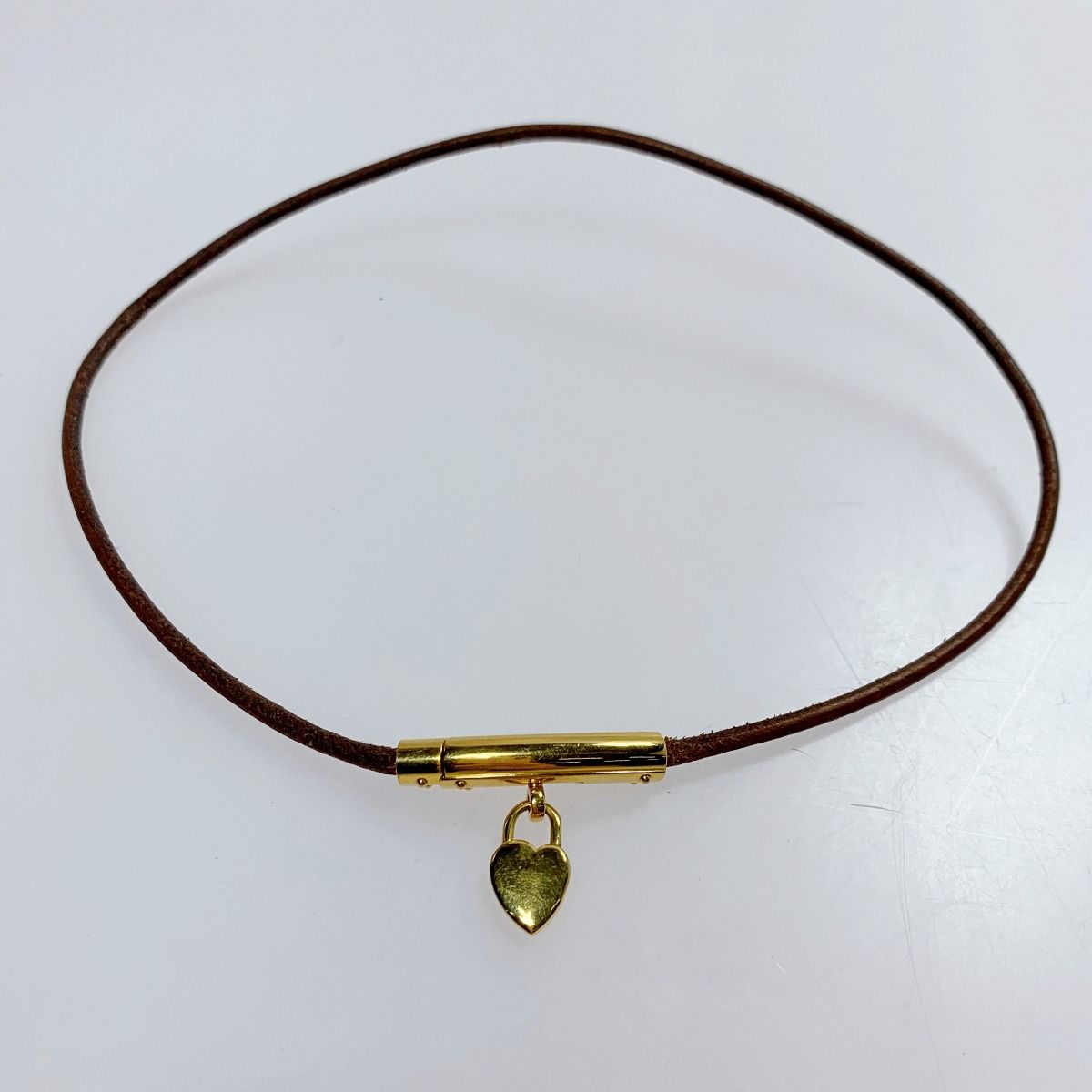 Hermes Viviride Heart Choker Leather Accessories Necklace — view 3