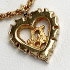 Christian Dior Logo Heart Rhinestone Necklace Gold GP — view 7