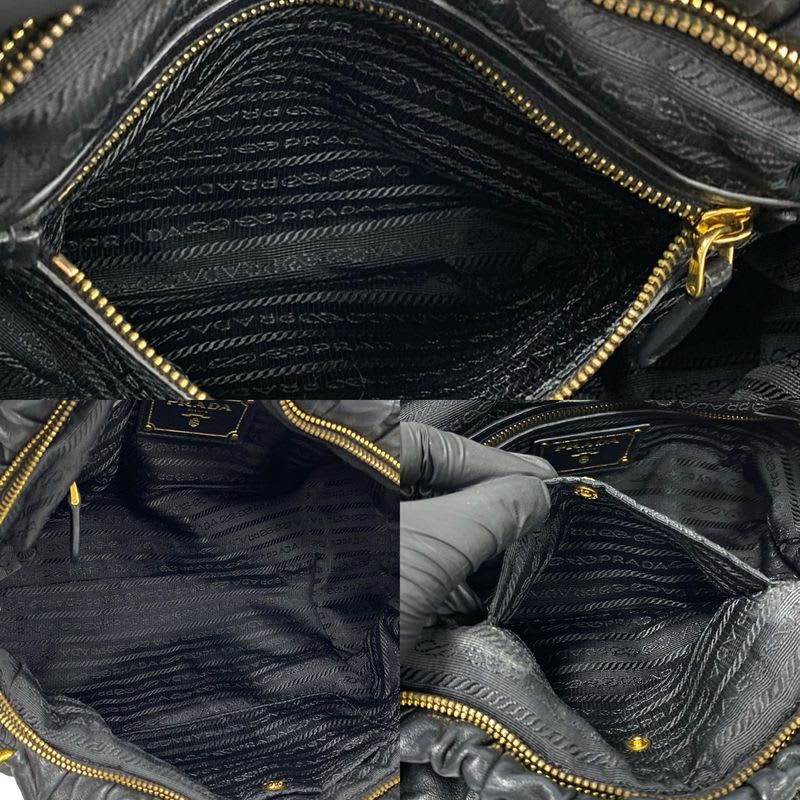 Prada Logo Hardware Ribbon Motif Leather Gathered — view 9