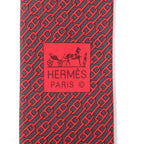 Hermes 5261 100% Silk Anthracite Rouge Cravat Chaine D'ancre Patterned Tie — view 6