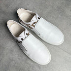 Chanel Coco Mark Leather White Gold Floral Slip on ed Shoes — view 2