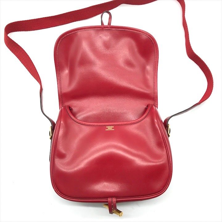 Hermes Vintage Box Calf Shoulder Bag Red — view 8