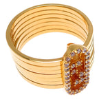 Fendi Intrecciato Stud Diamond Gold Ring — view 3