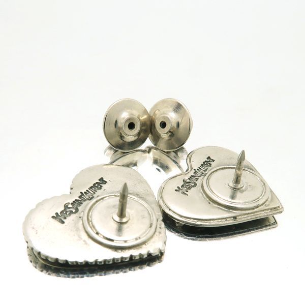 Yves Saint Laurent Pin Brooch 2 Pieces Tuck Steampunk Heart Face Silver — view 6