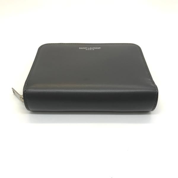 Saint Laurent Leather Logo Bifold Compact Wallet Zippy Gray — view 6