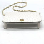 Chanel Quilted Lambskin CC Logo Push Lock Chain Shoulder Bag White — view 4