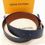 Louis Vuitton Belt Taurillon Leather Navy Brown Tilt Reverse — view 3
