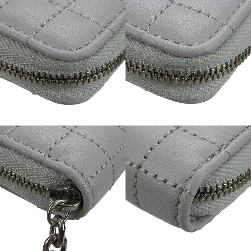 Celine 10 B663 bfl.08 gc Compact Zipped Wallet CC Charm Calfskin Light Grey Silverhar — view 3