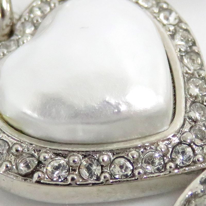 Chanel Necklace Heart Rhinestone Silver 23 B Abb614 Faux Pearl Coco — view 8