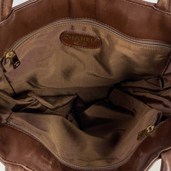 Chanel Raffia Tote Summer Shoulder Bag Straw Beige Brown — view 8