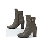 Hermes Boots Short Shoes Leather Grey Silver Kelly Hardware — view 4