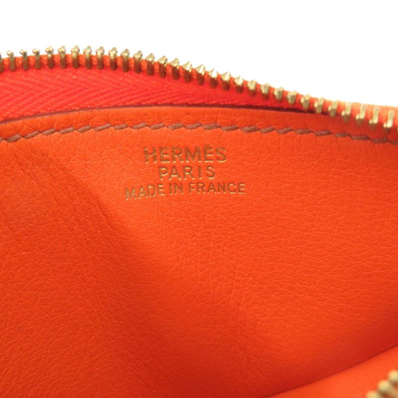 Hermes Fruit Orange Leather Brown Coin Case Purse — view 6