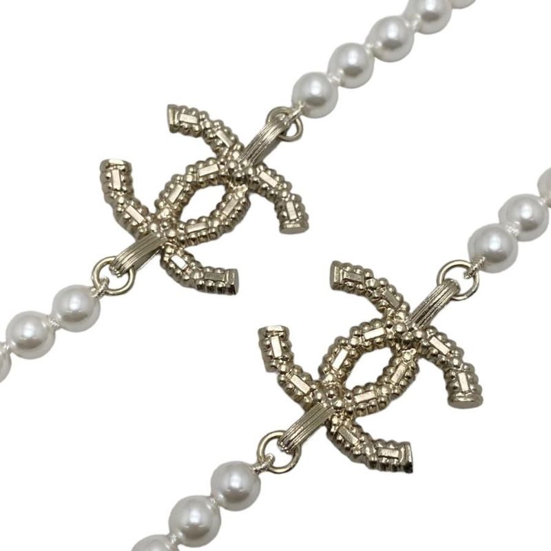 Chanel Long Necklace Coco Mark Rhinestone Pearl 2024 Gold Hardware — view 4