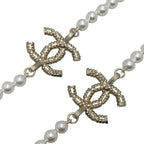 Chanel Long Necklace Coco Mark Rhinestone Pearl 2024 Gold Hardware — view 4