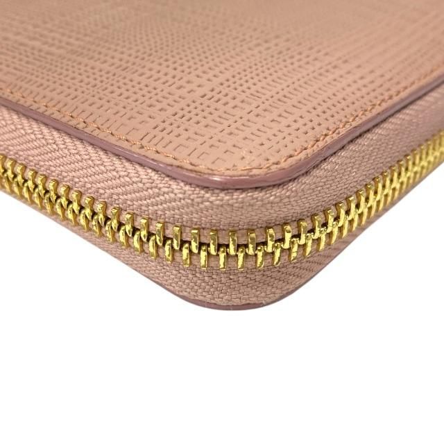 Loewe Linen Zip Wallet Long Round Zipper Anagram Leather Pink Beige — view 4