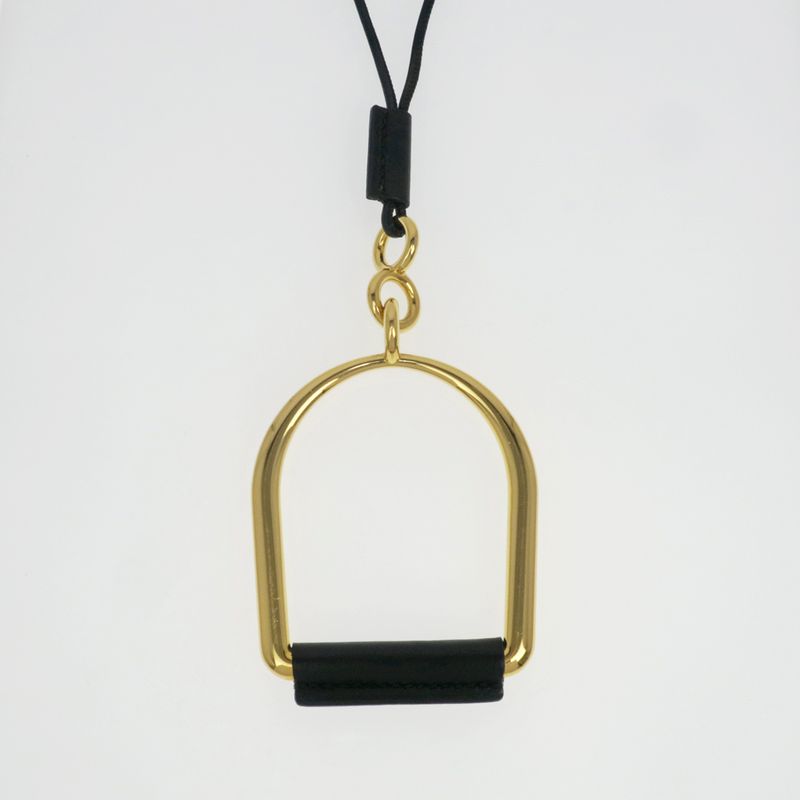 Hermes Esquettle Etrier GM Necklace Pendant Black Gold Hardware — view 3