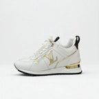 Louis Vuitton Run Away Line Monogram Sneakers Shoes Leather White Gold Brown — view 3