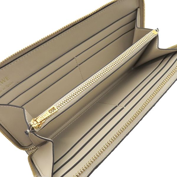 Loewe Long Wallet Repeat Zip Around Calfleather Light Oats Gold Hardware — view 7