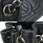 Chanel Shoulder Bag Chain Caviar Leather Black Silver Hardware — view 4