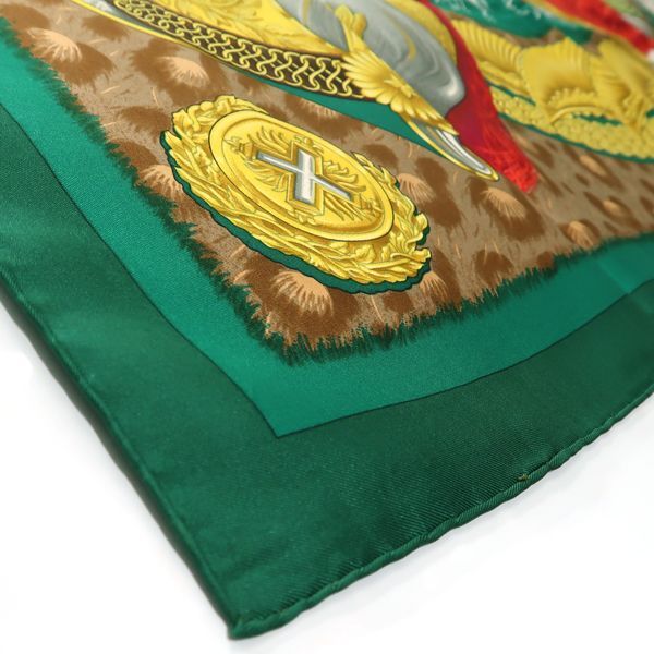 Hermes 90 Casques Et Plumets Green Faceless Helmet Silk — view 4