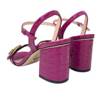 Gucci Double G Sandals Shoes Leather Purple Gold GG Marmont Strap — view 4