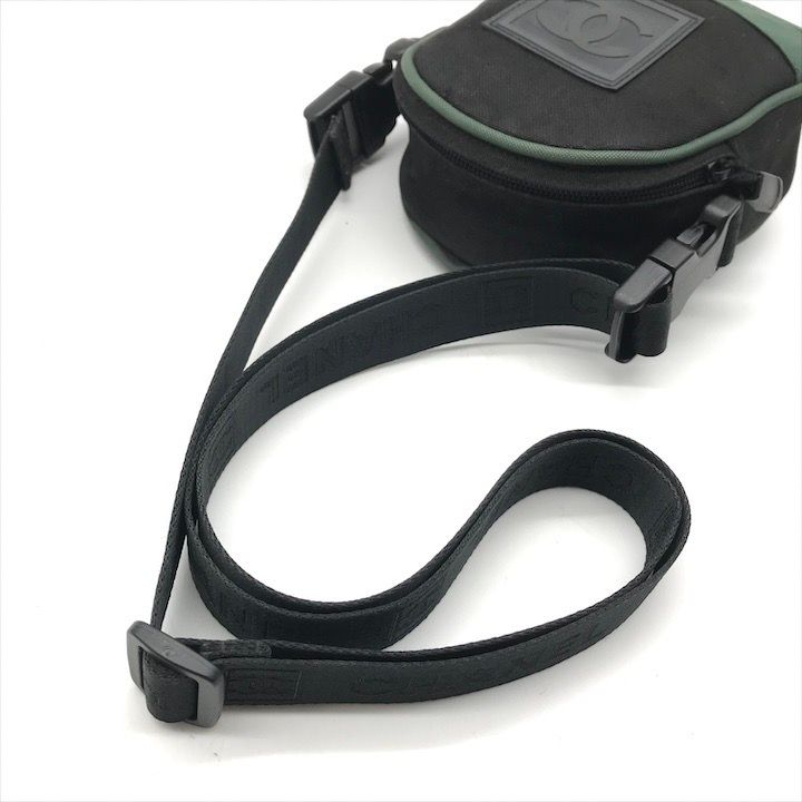 Chanel CC Logo Sports Line Shoulder Bag 2-Way Nylon Canvas Black Green — view 7