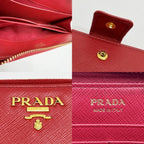 Prada Long Wallet Leather 1 Ml029 Red — view 7