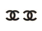 Chanel CC Logo Earrings Gold Black