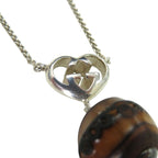Gucci Interlocking G Heart Pendant Necklace Silver 925 Wooden Bamboo 0530 — view 5