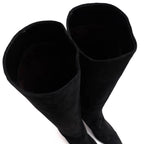 Chanel Long Boots Shoes Women Suede Leather Black High Heel Sole — view 6