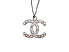 Chanel CC Logo Square Rhinestone Necklace 48 Silver Metal — view 2