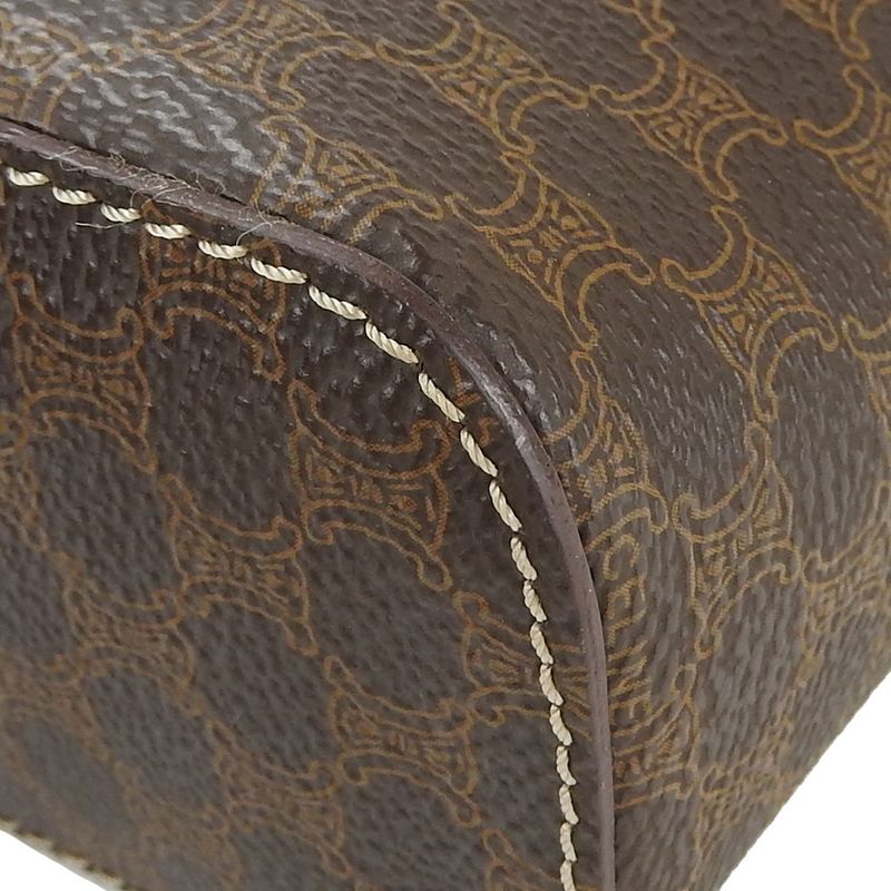 Celine Handbag Macadam Leather Brown Gold Hardware Vanity Bag Pouch — view 7
