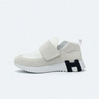 Hermes H Sneakers Shoes Suede Fabric White Velcro — view 3