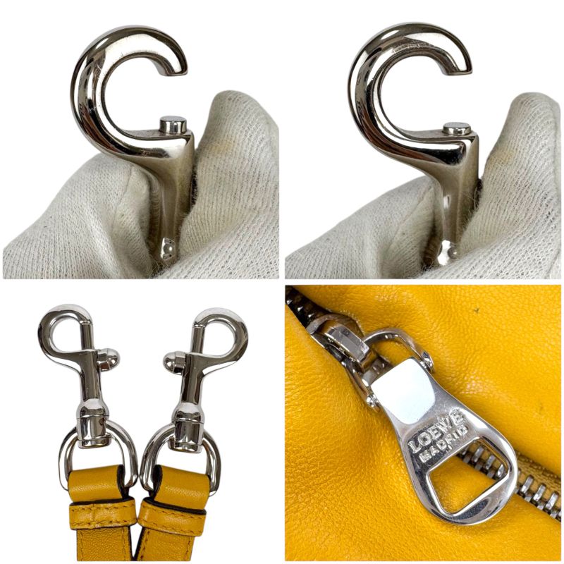Loewe 2-Way Shoulder Bag Handbag Tassel Charm Fringe Anagram Logo Yellow Silver — view 9