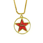 Christian Dior GP Logo Star Necklace Gold Red — view 4