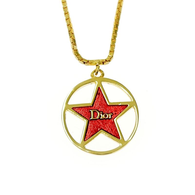 Christian Dior GP Logo Star Necklace Gold Red — view 4