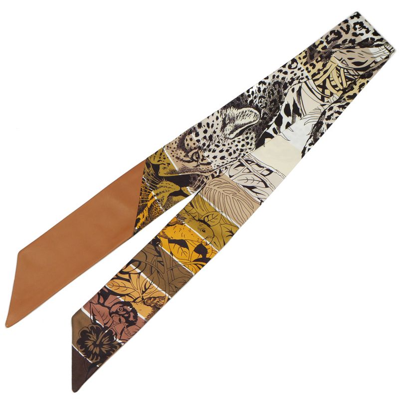 Hermes Twilly-jungle Love Rainbow Silk Leather Sheepskin Scarf Accessory — view 2