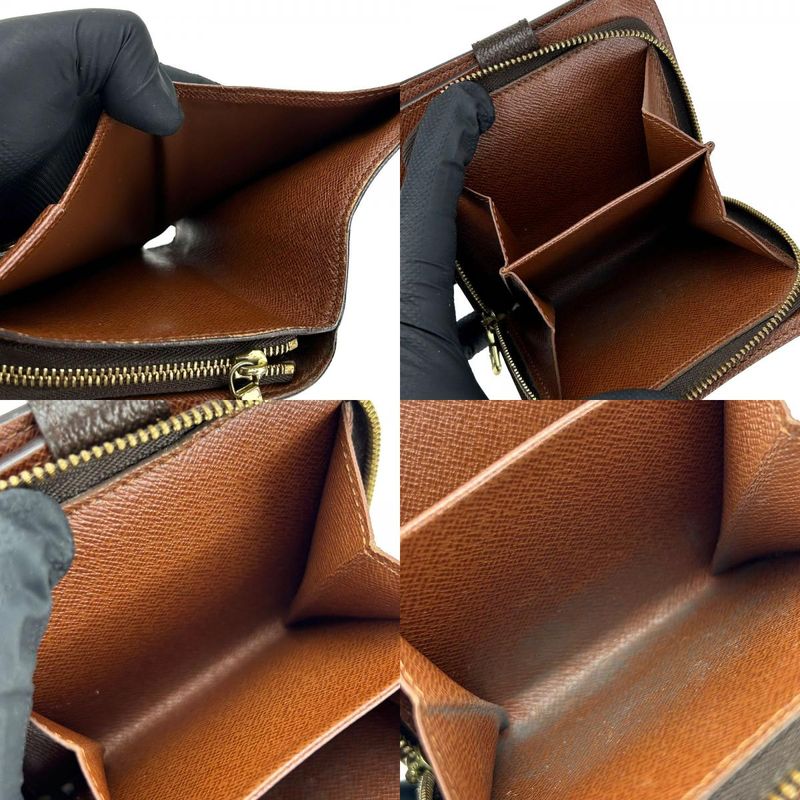 Louis Vuitton Bifold Wallet Compact Zip Monogram Canvas Brown Goldhardwar — view 8