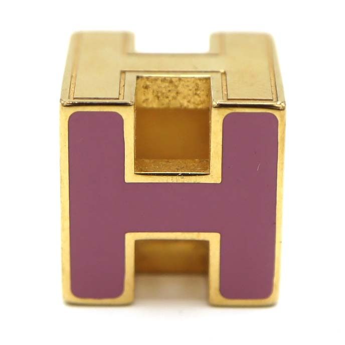 Hermes Top H Cube Pink Necklace Gold Color Accessories M176 — view 3