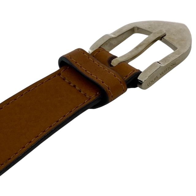 Louis Vuitton Mp021 Santure Belt Buckle Silver Leather Brown — view 3
